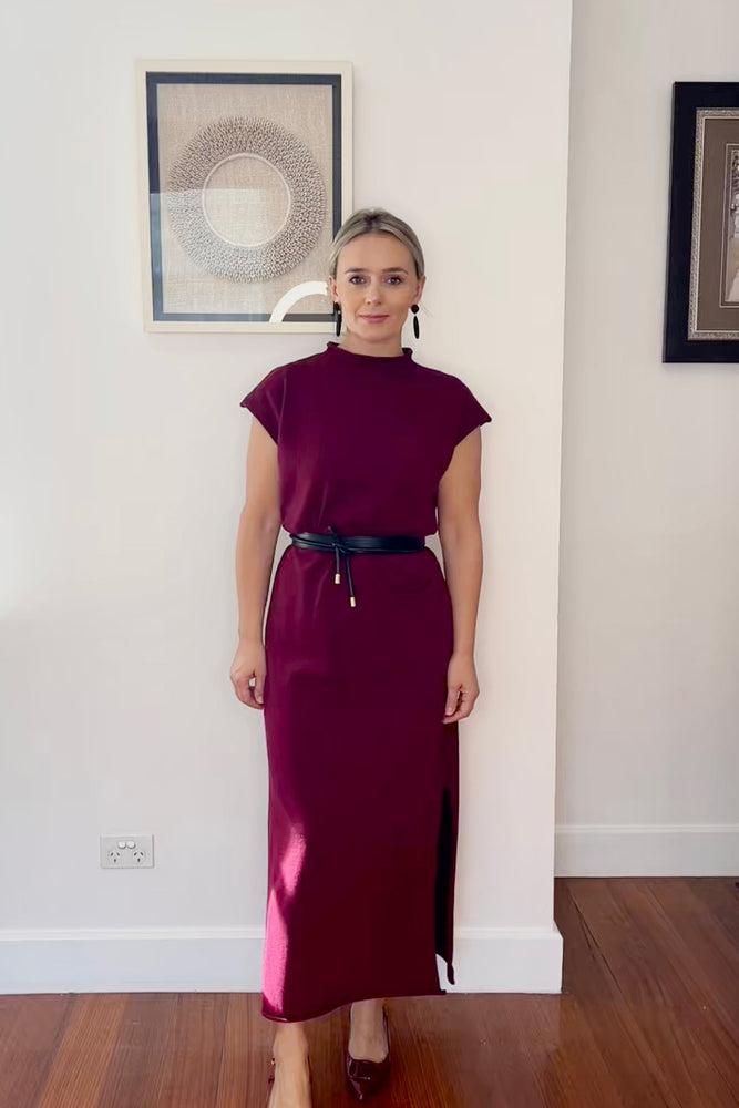 
                  
                    Funnel Neck Knit Maxi Dress - Wine
                  
                