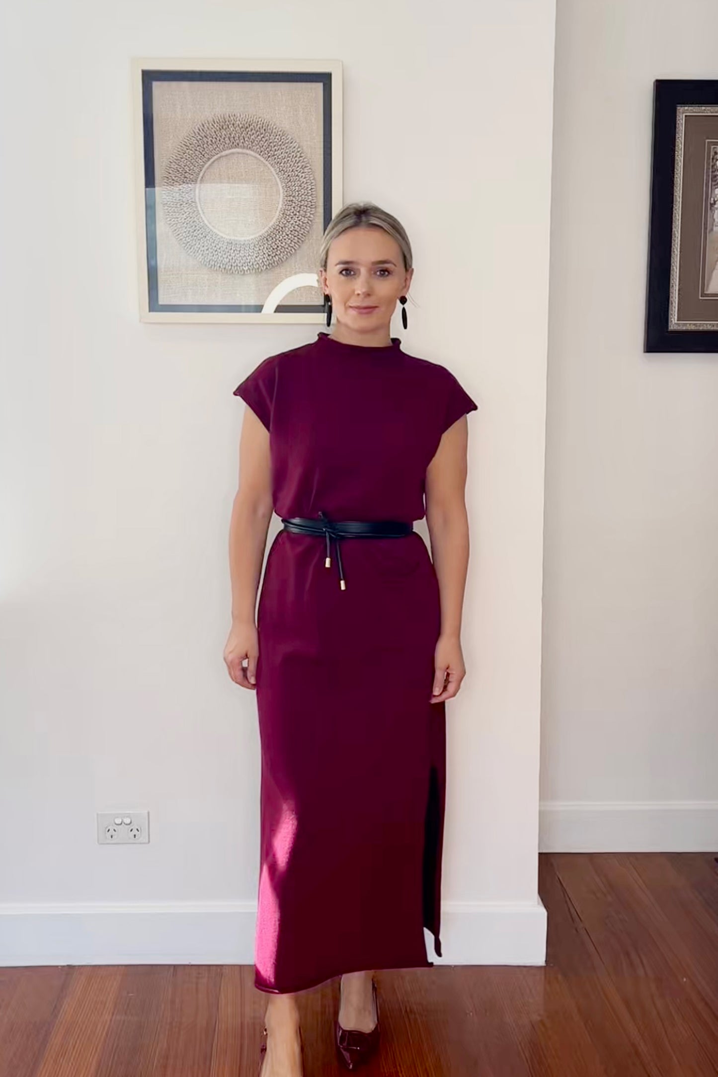 
                  
                    Funnel Neck Knit Maxi Dress - Wine
                  
                