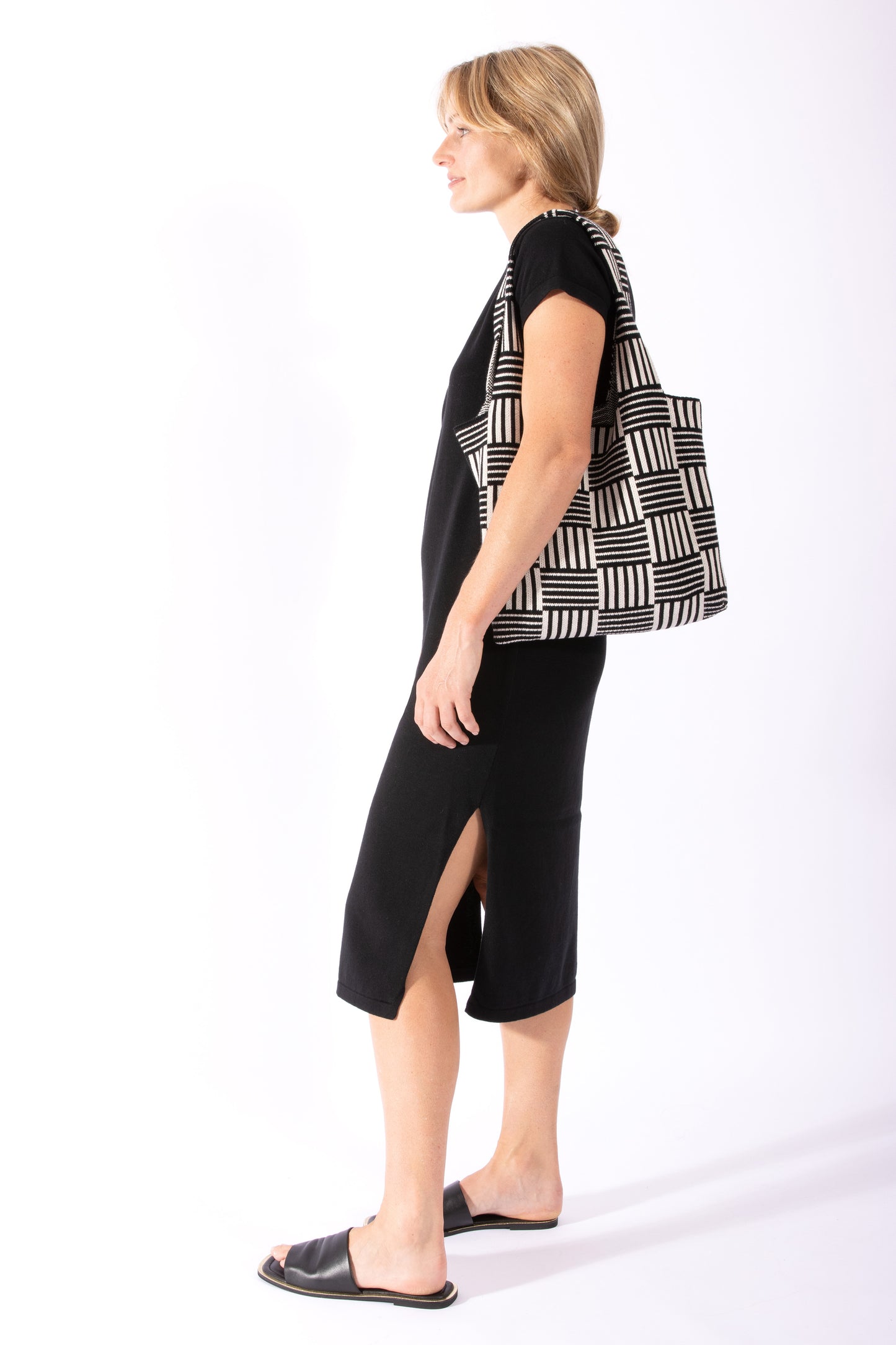 
                  
                    Knitted T-shirt Dress - Black
                  
                