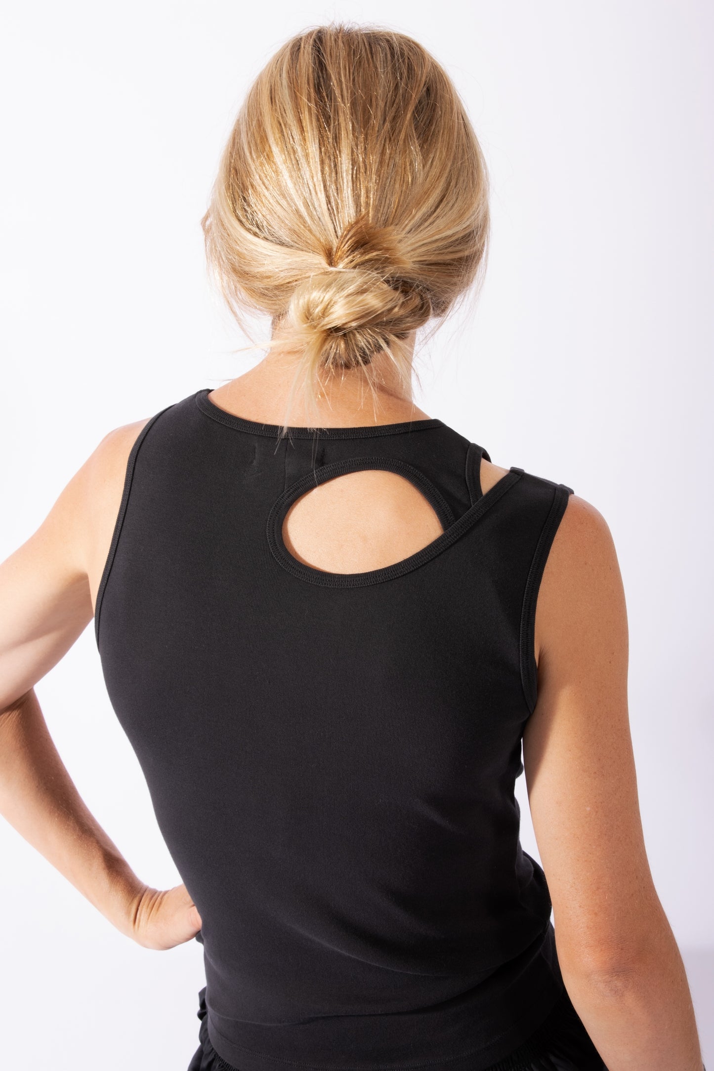 
                  
                    Organic Cotton Rib Keyhole Tank - Black
                  
                