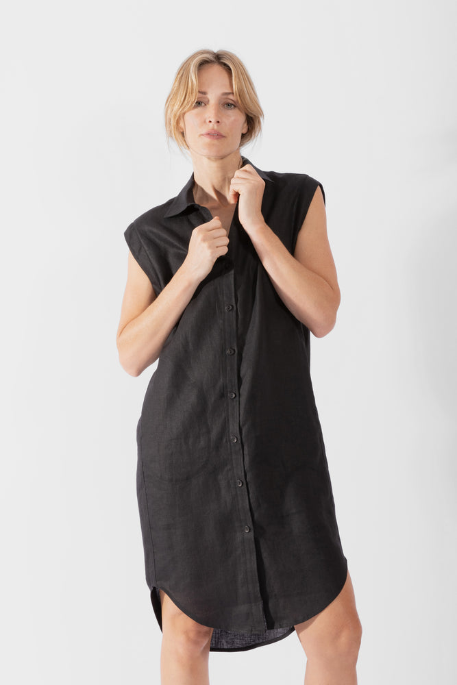 
                  
                    Linen Shirt-Dress - Black
                  
                