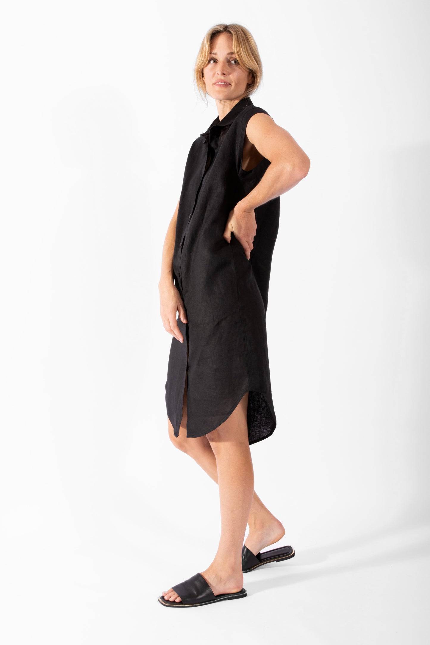 
                  
                    Linen Shirt-Dress - Black
                  
                