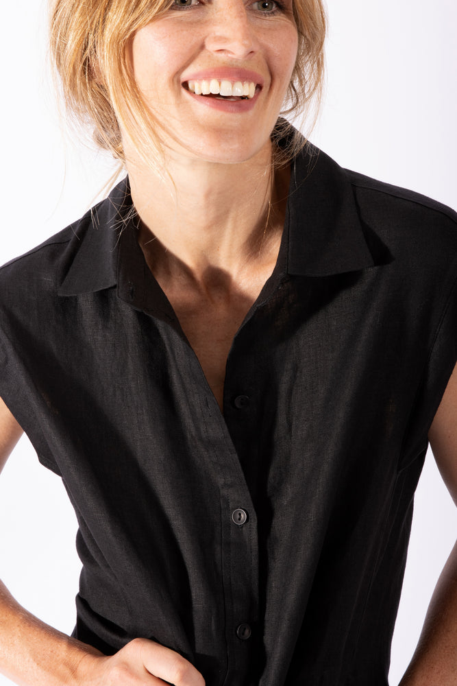 
                  
                    Linen Shirt-Dress - Black
                  
                
