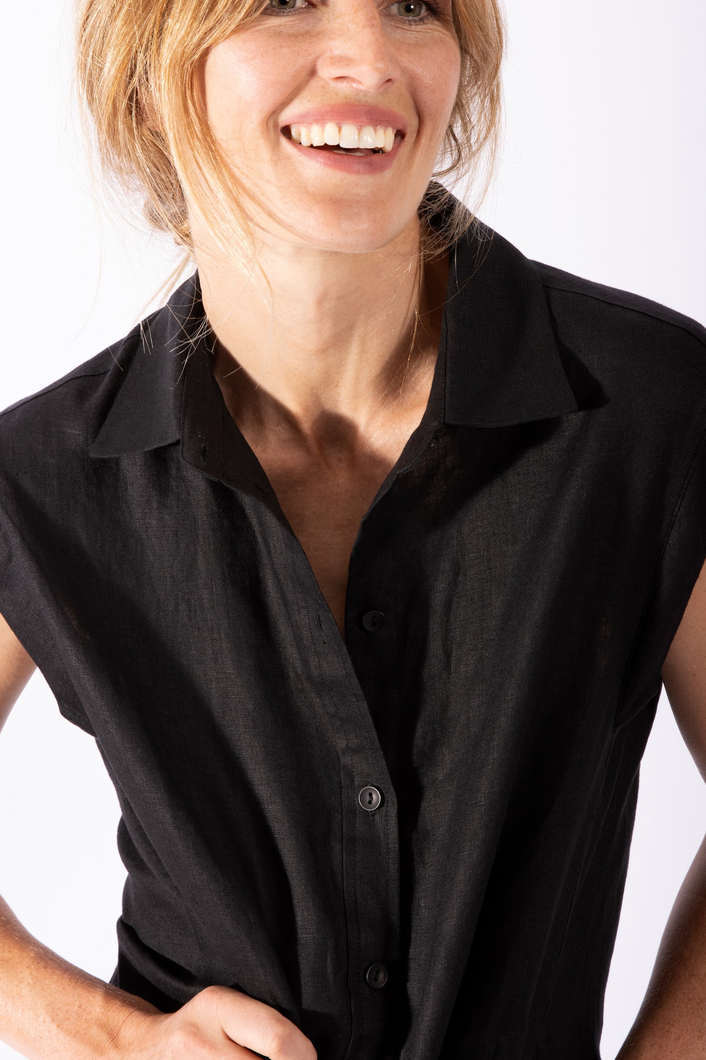 
                  
                    Linen Shirt-Dress - Black
                  
                