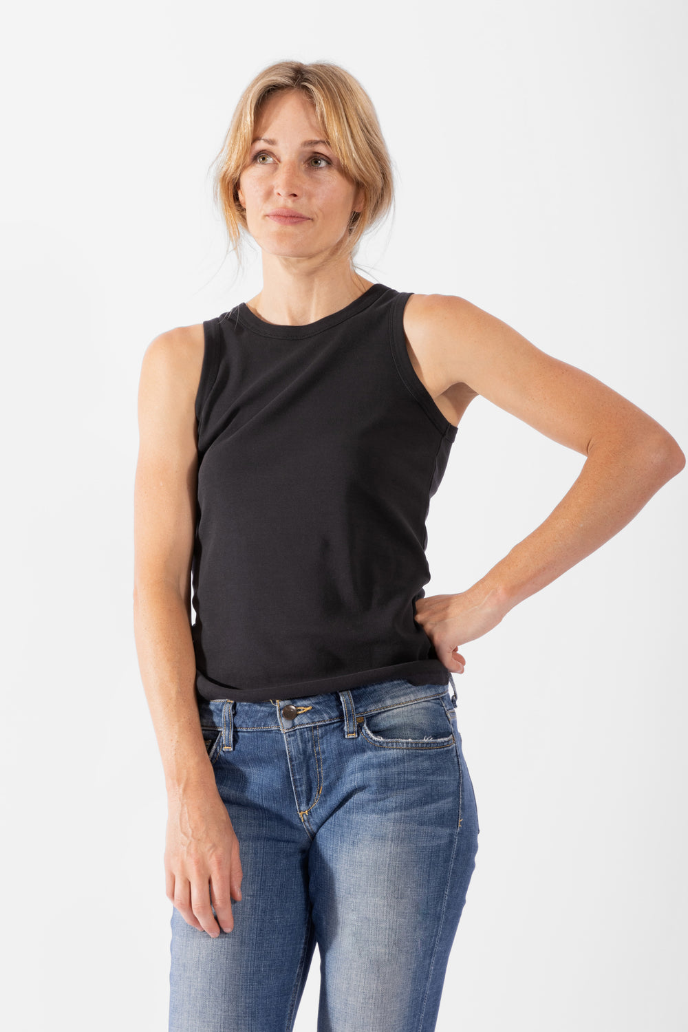 Organic Cotton Rib Tank - Black