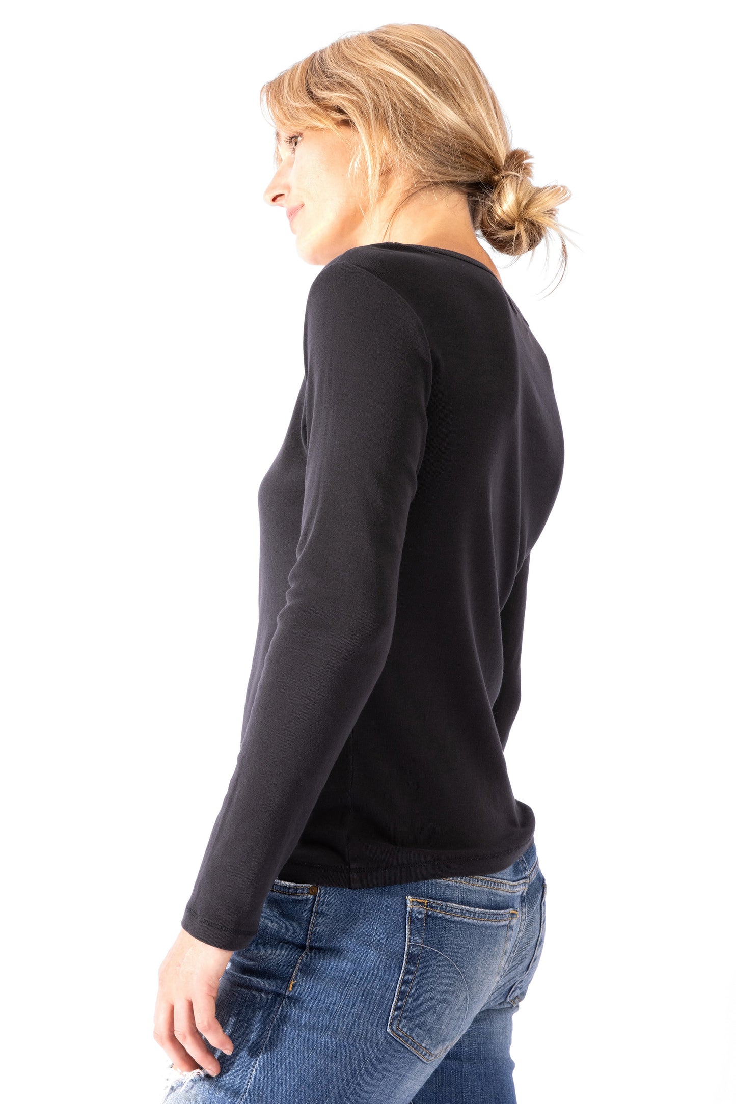 
                  
                    Organic Cotton Rib Long Sleeve Tee - Black
                  
                