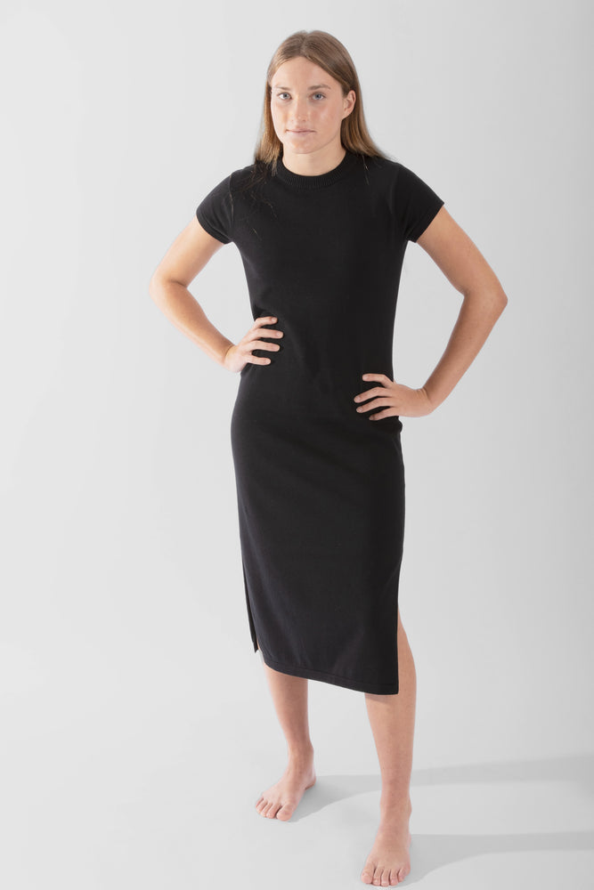 
                  
                    Knitted T-shirt Dress - Black
                  
                