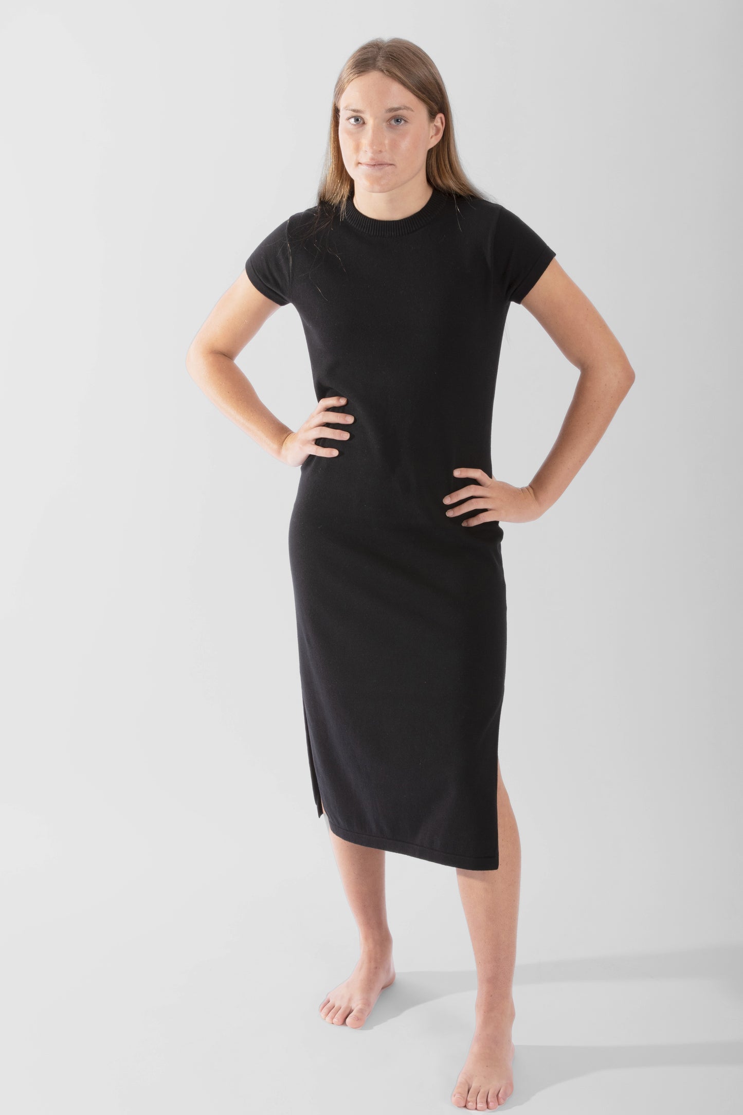 
                  
                    Knitted T-shirt Dress - Black
                  
                