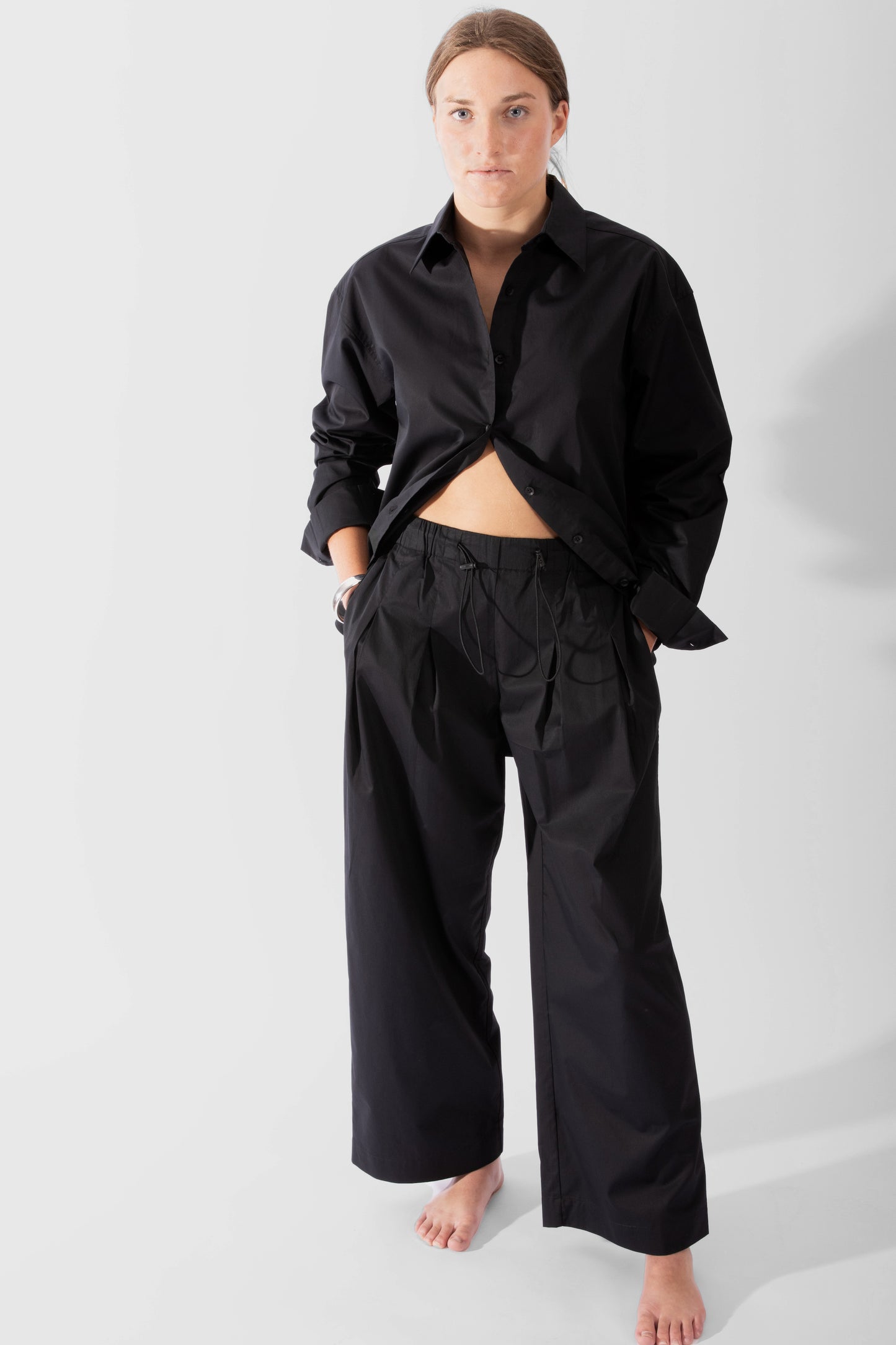 
                  
                    Relaxed Button-through Shirt - Black
                  
                