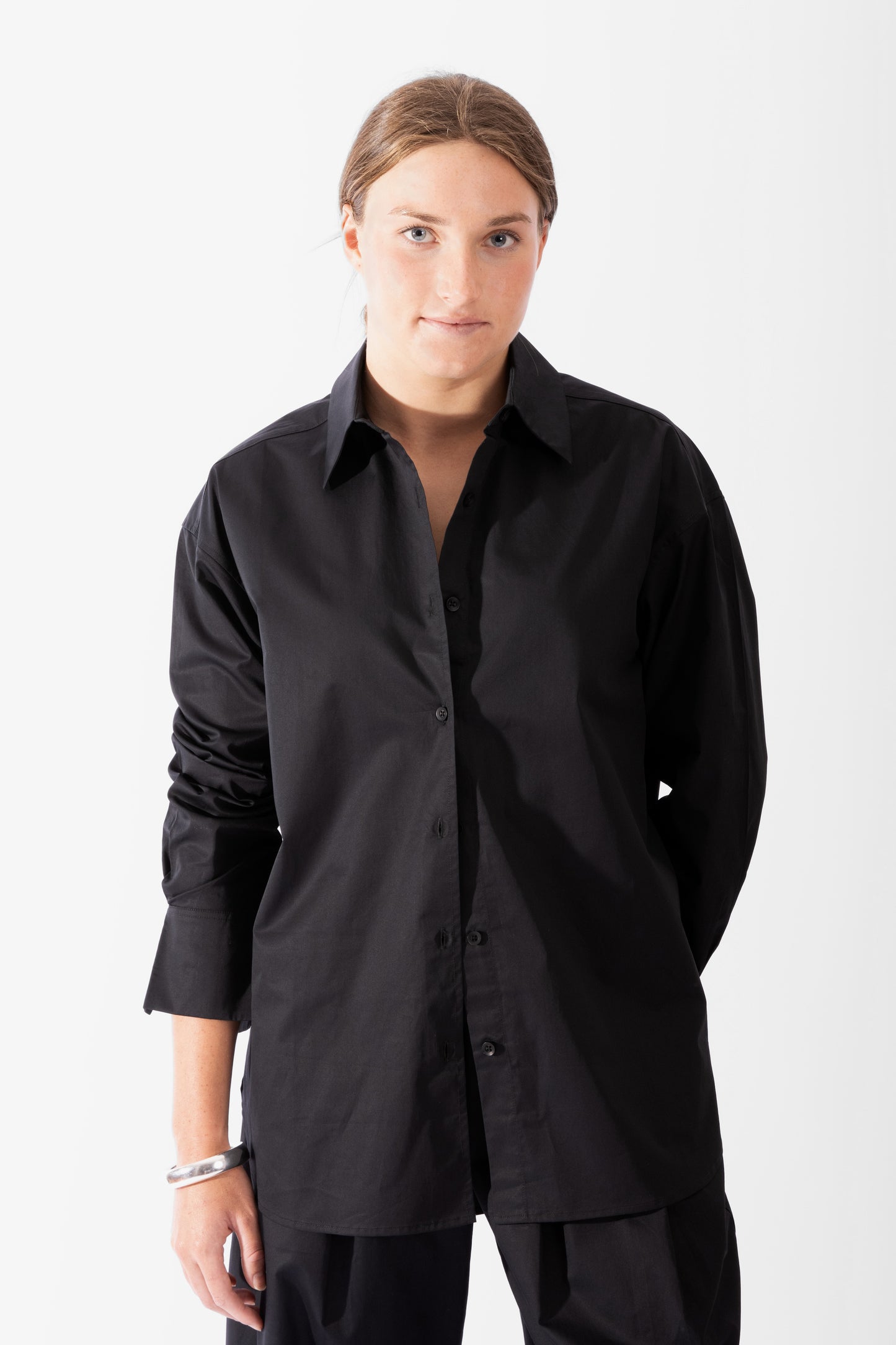 
                  
                    Relaxed Button-through Shirt - Black
                  
                
