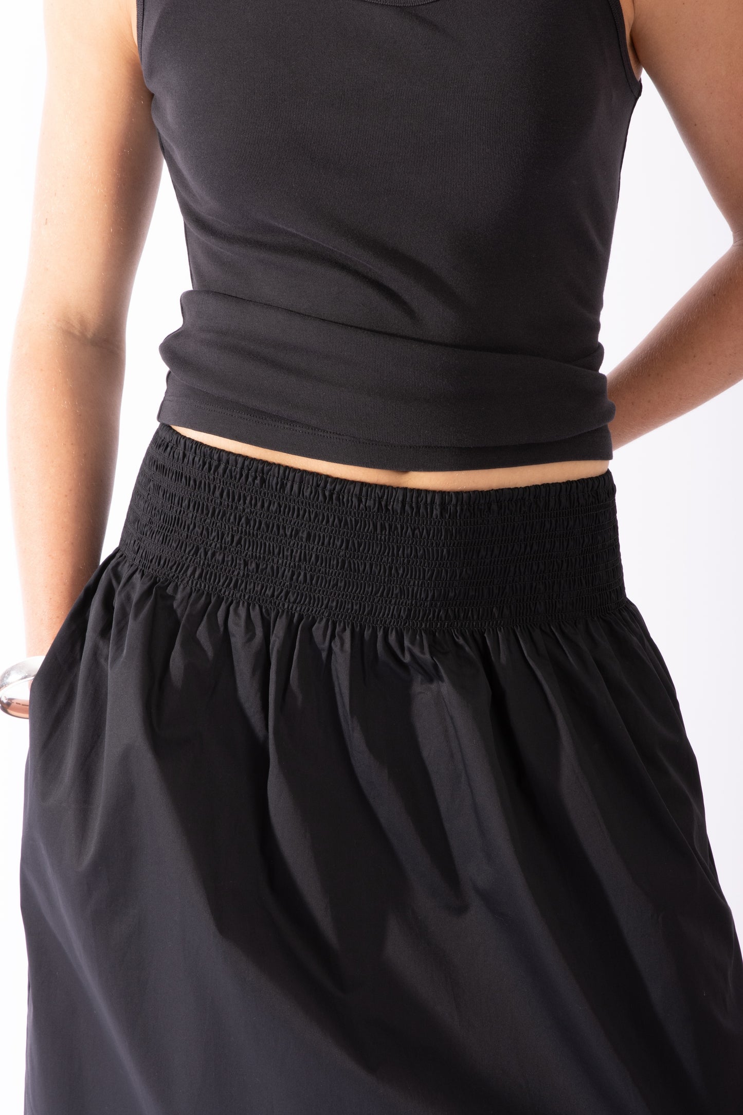 
                  
                    Shirred Waist Skirt - Black
                  
                