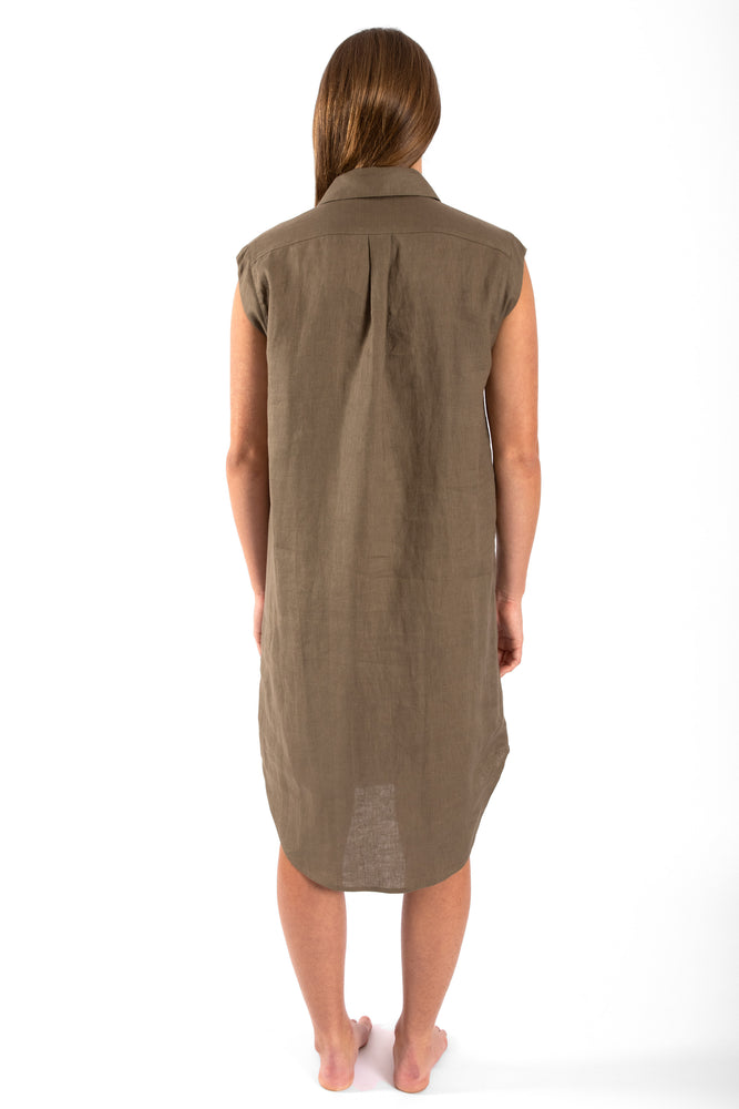 
                  
                    Linen Shirt-Dress - Khaki
                  
                