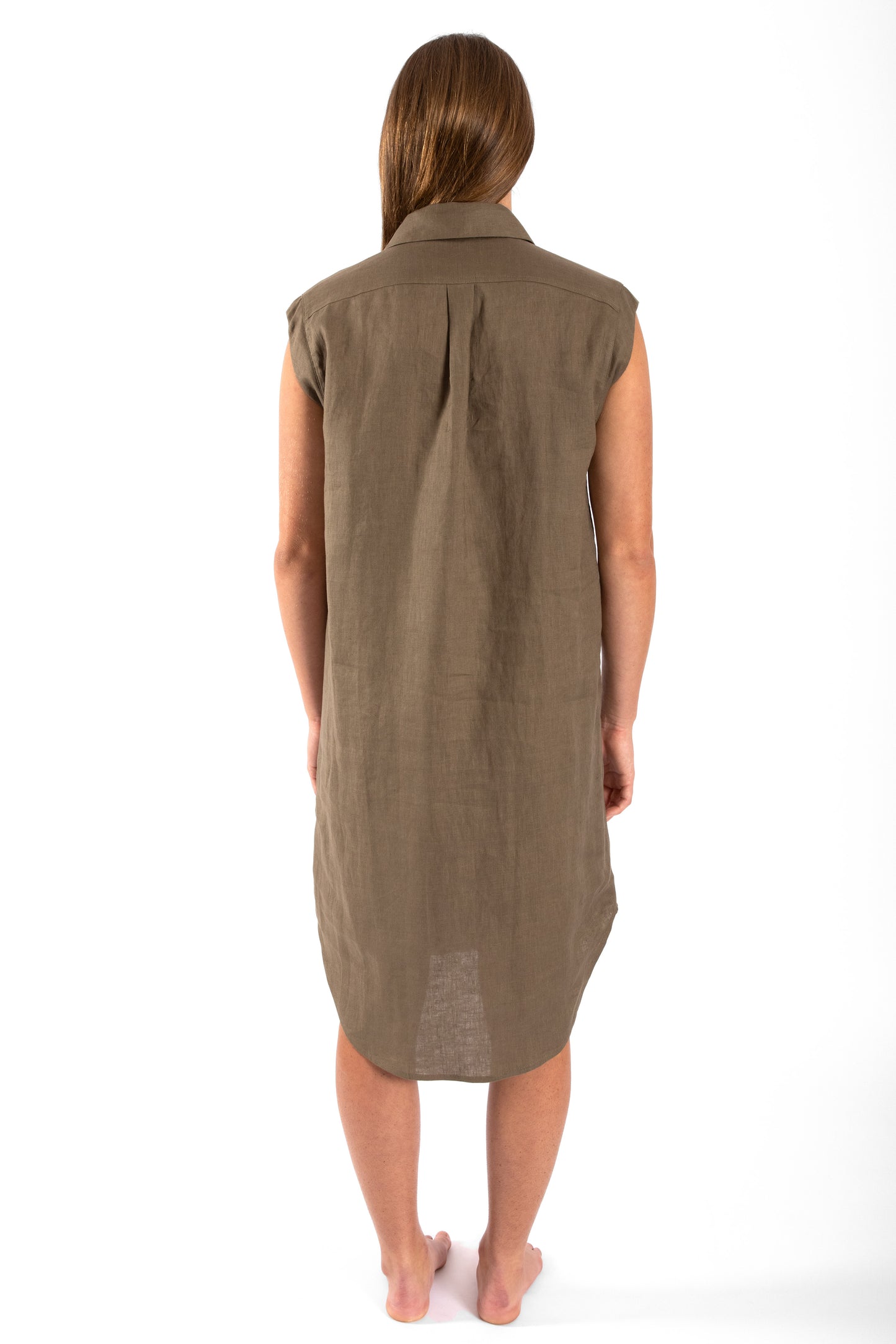 
                  
                    Linen Shirt-Dress - Khaki
                  
                