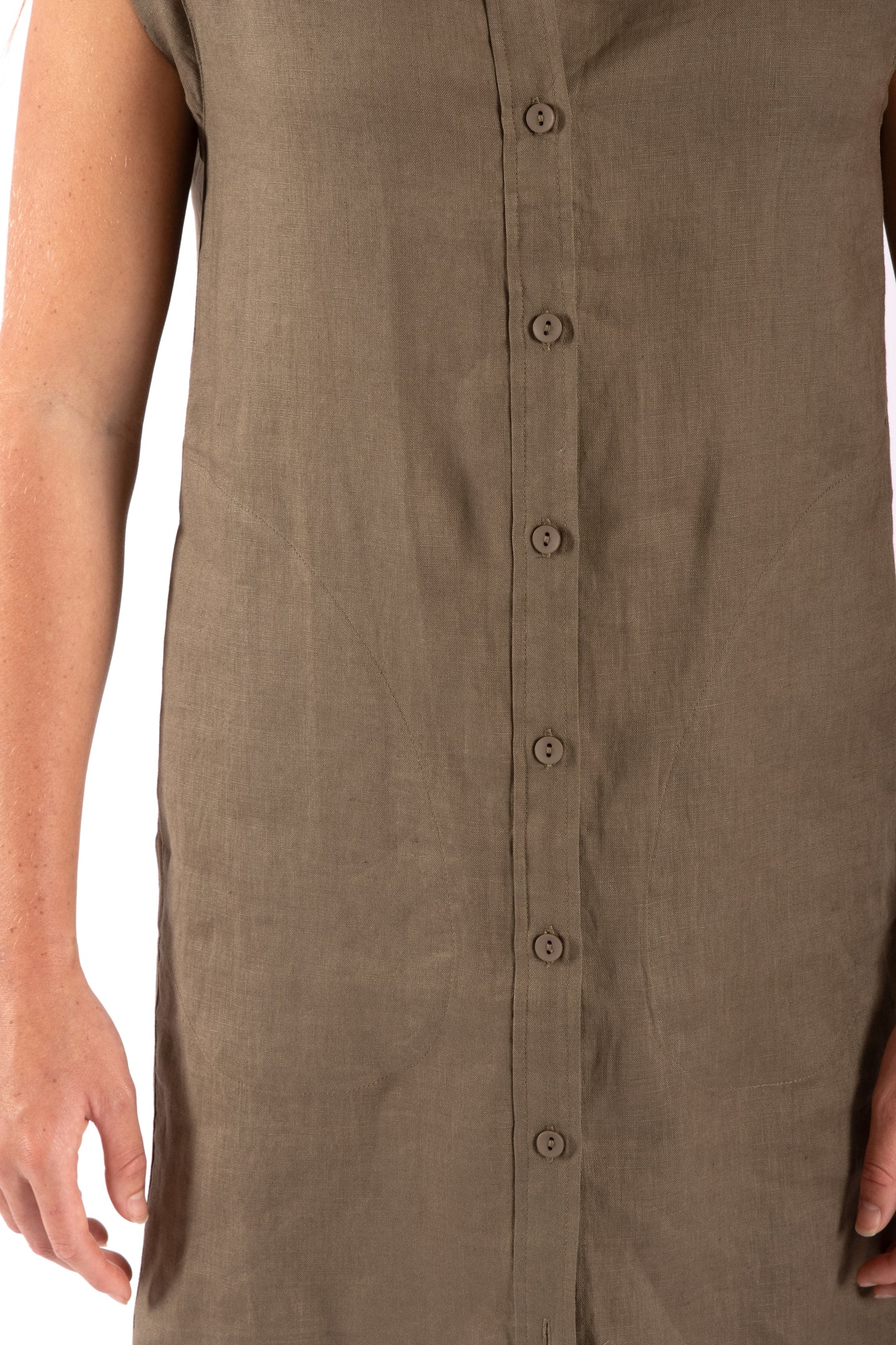 
                  
                    Linen Shirt-Dress - Khaki
                  
                