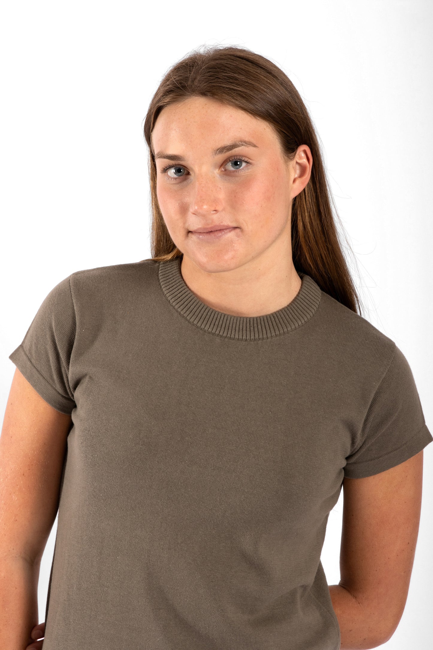 
                  
                    Knitted T-shirt Dress - Khaki
                  
                