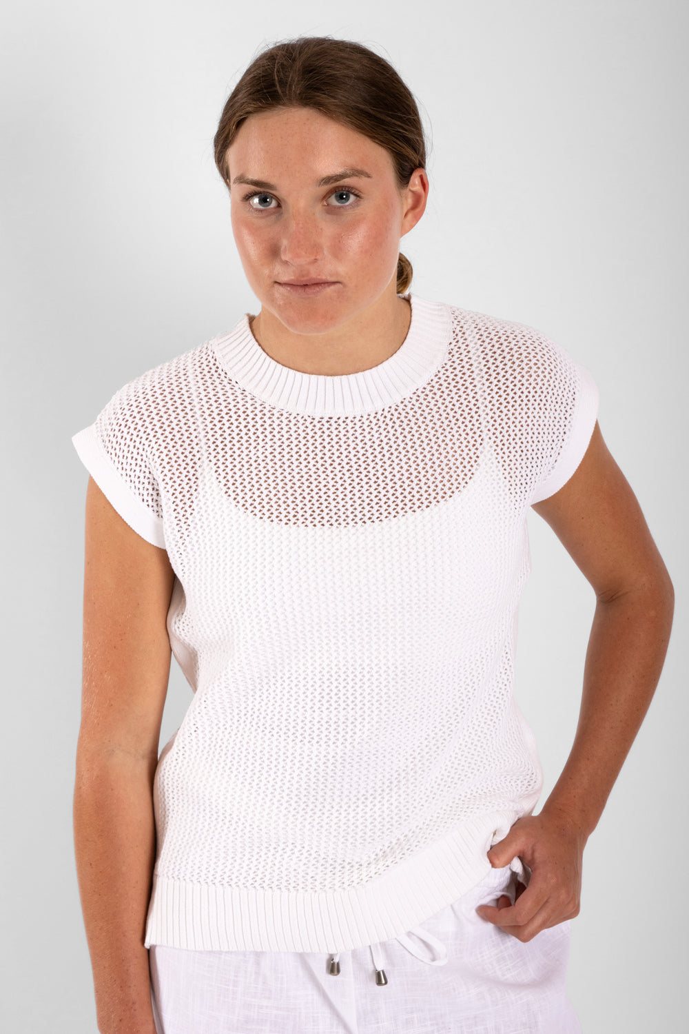 Mesh Knit Top - White