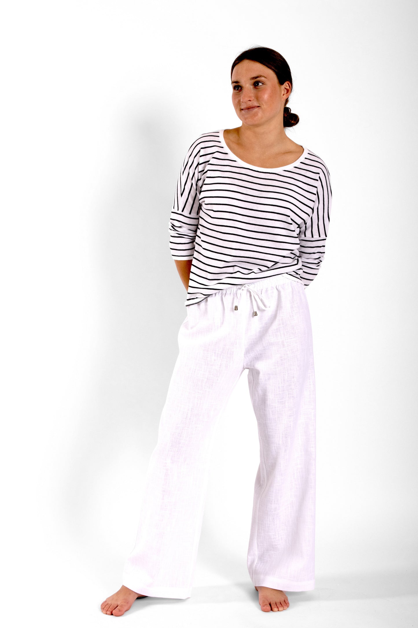 
                  
                    Magyar Knit Top - White / Black Stripe
                  
                