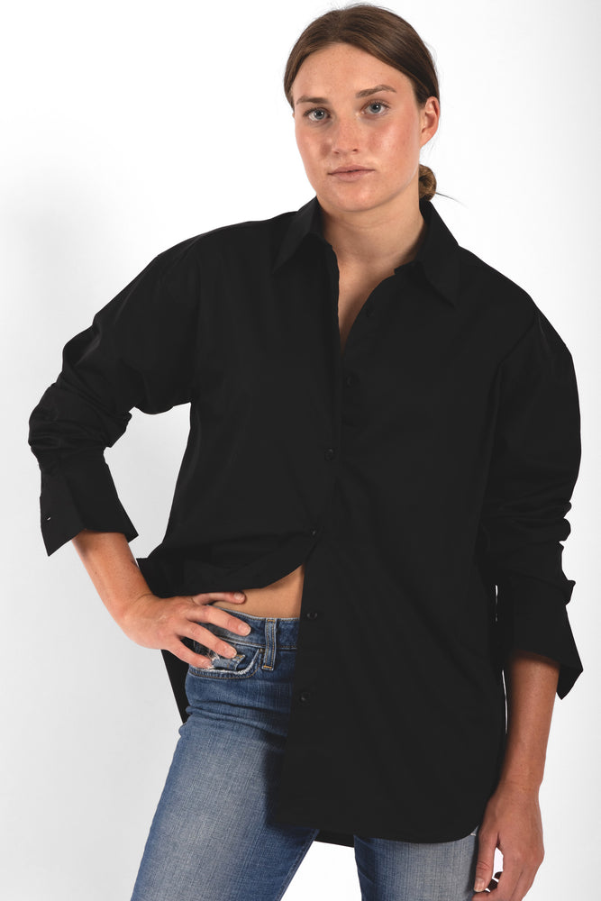 
                  
                    Relaxed Button-through Shirt - Black
                  
                