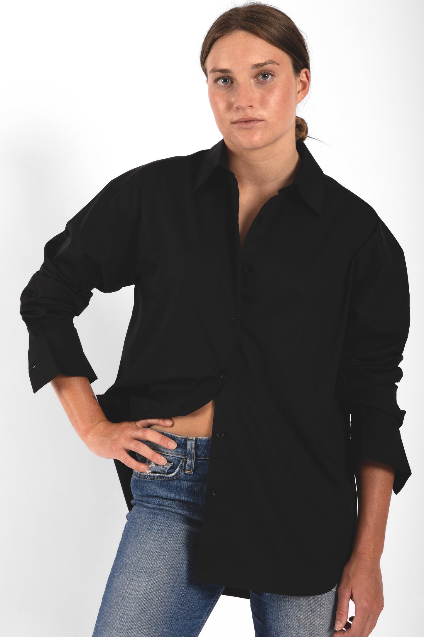 
                  
                    Relaxed Button-through Shirt - Black
                  
                