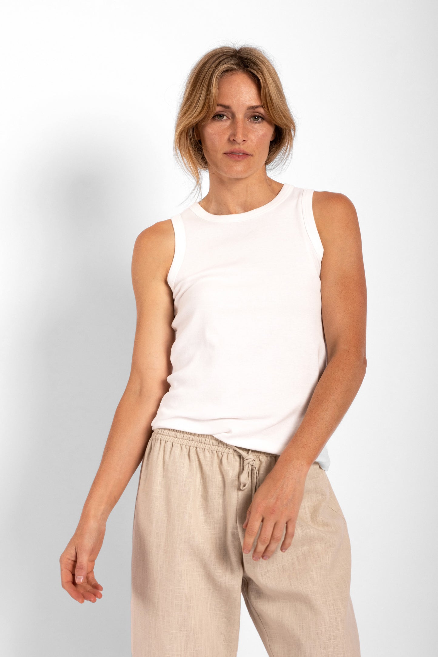 
                  
                    Organic Cotton Rib Tank - White
                  
                