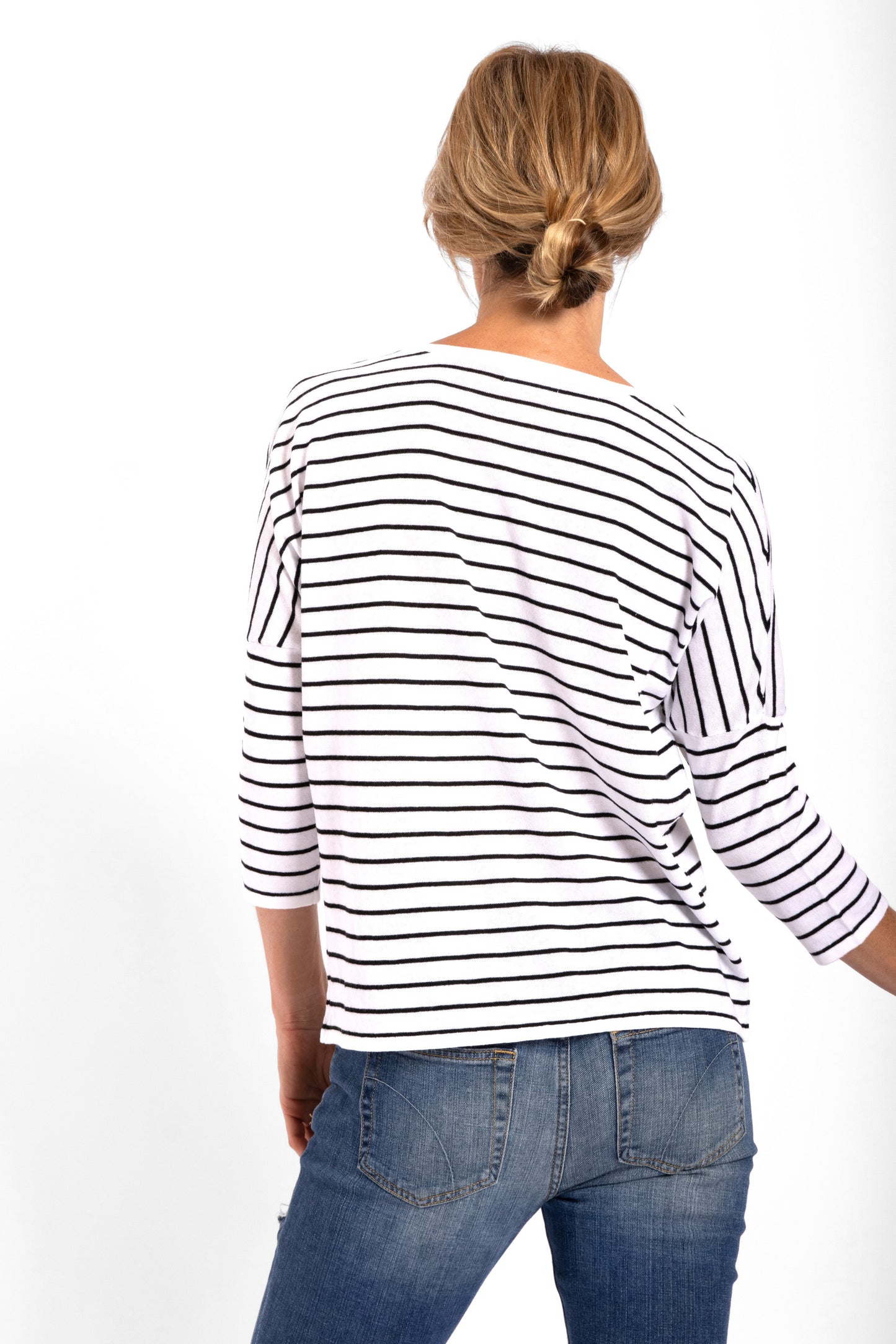 
                  
                    Magyar Knit Top - White / Black Stripe
                  
                