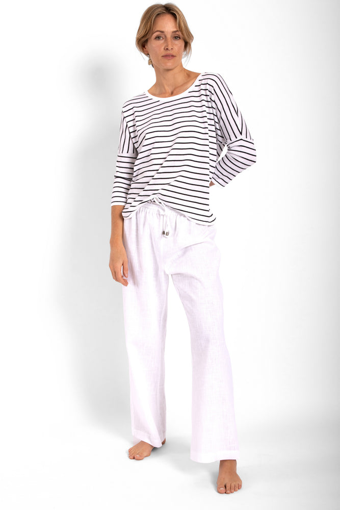 
                  
                    Magyar Knit Top - White / Black Stripe
                  
                