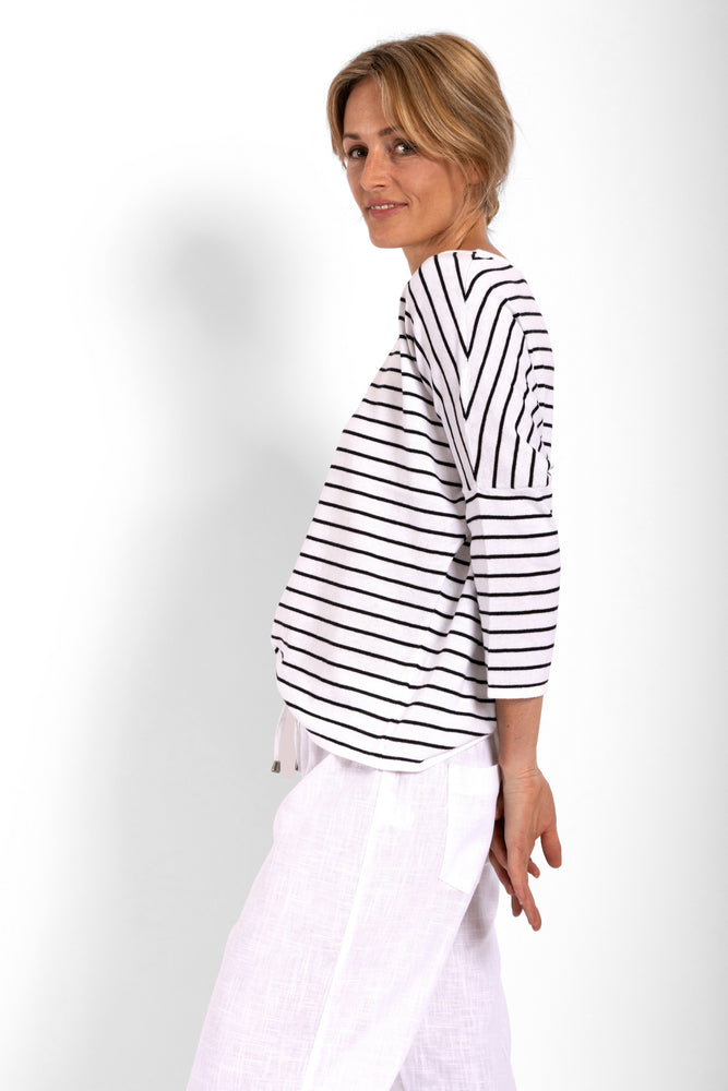 
                  
                    Magyar Knit Top - White / Black Stripe
                  
                
