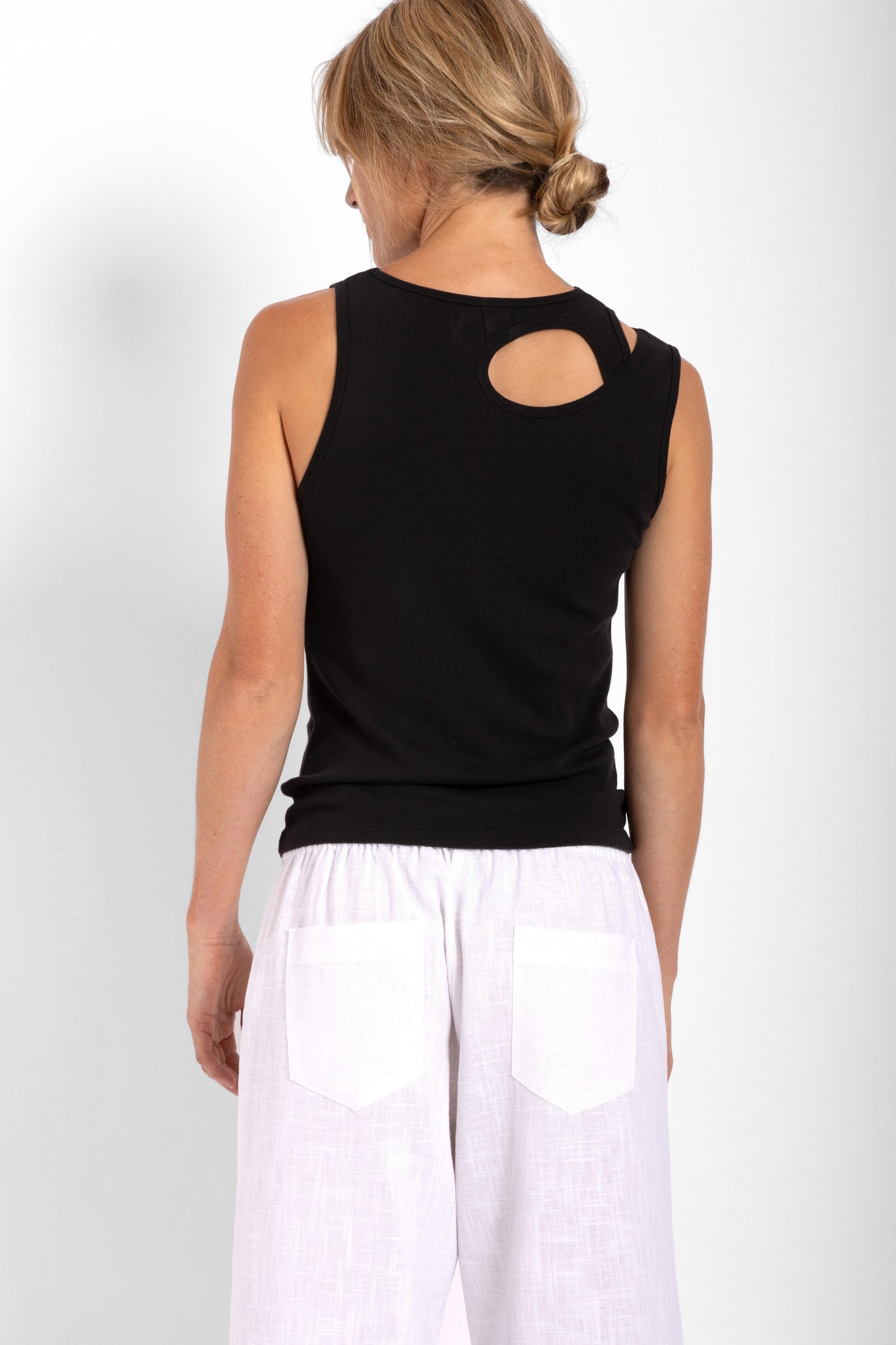 
                  
                    Organic Cotton Rib Keyhole Tank - Black
                  
                