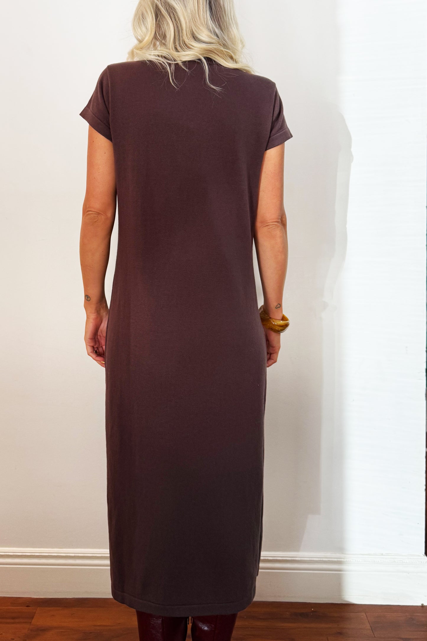 
                  
                    Knitted T-shirt Dress - Chocolate
                  
                