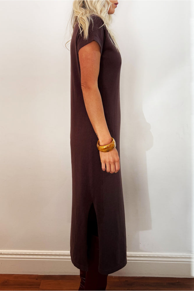 
                  
                    Knitted T-shirt Dress - Chocolate
                  
                
