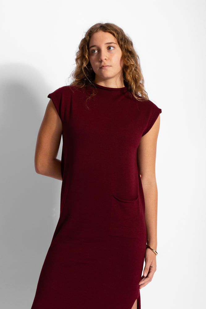 
                  
                    Funnel Neck Knit Maxi Dress - Wine
                  
                