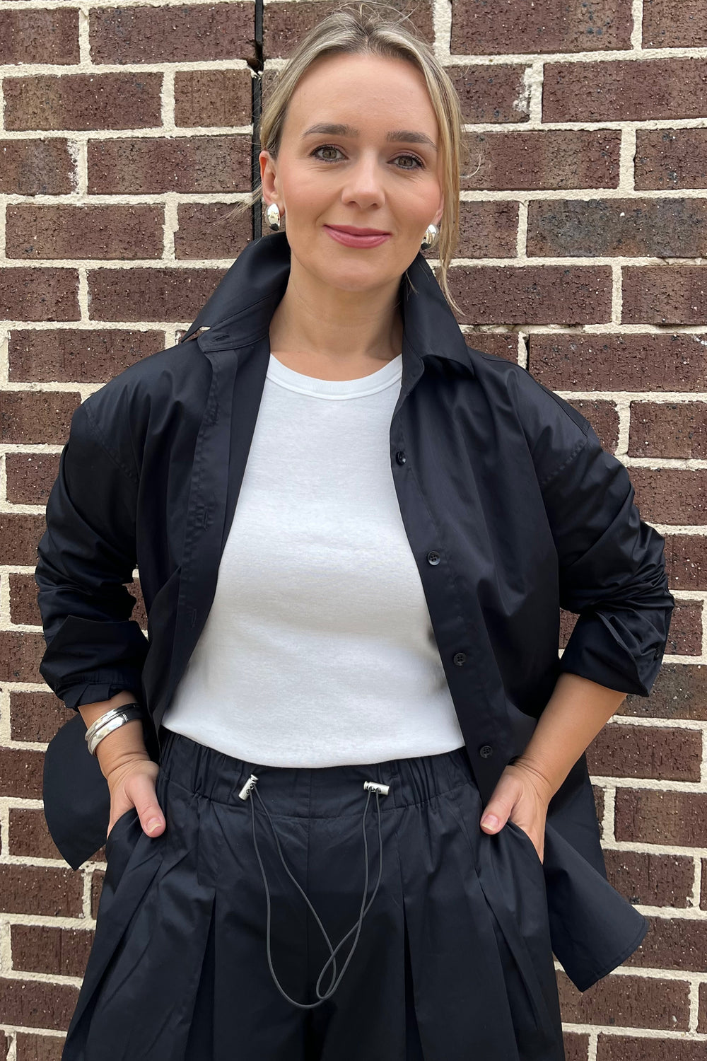 Relaxed Button-through Shirt - Black